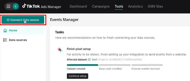 Click Connect Data Source