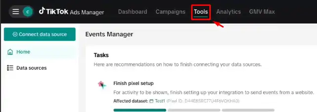 Click Tools in the top navigation bar