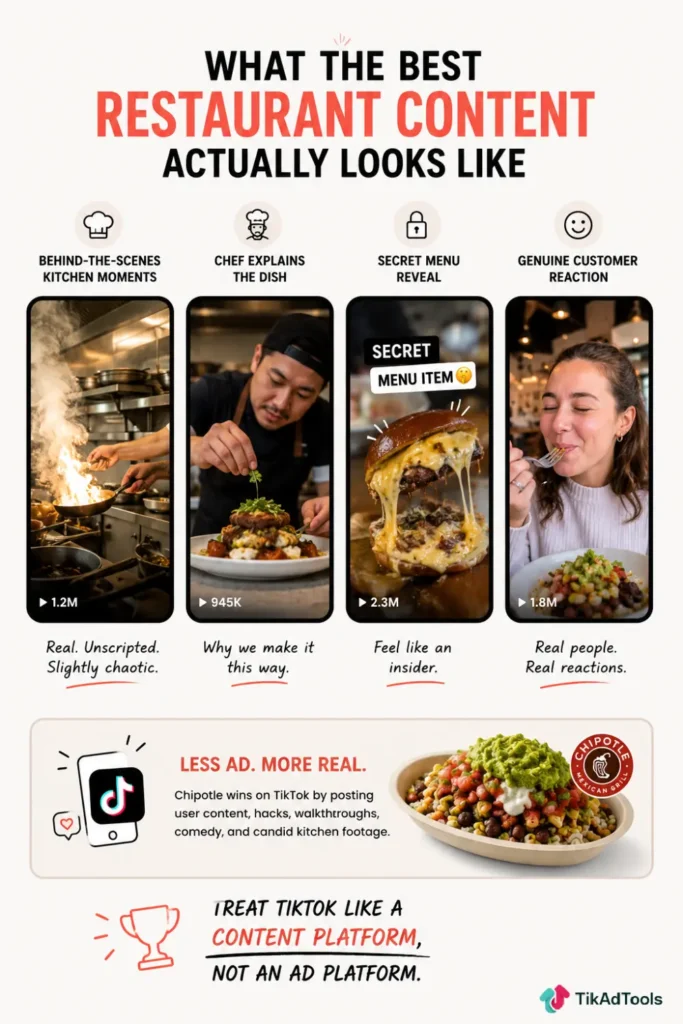 Examples of TikTok ad for restaurant content
