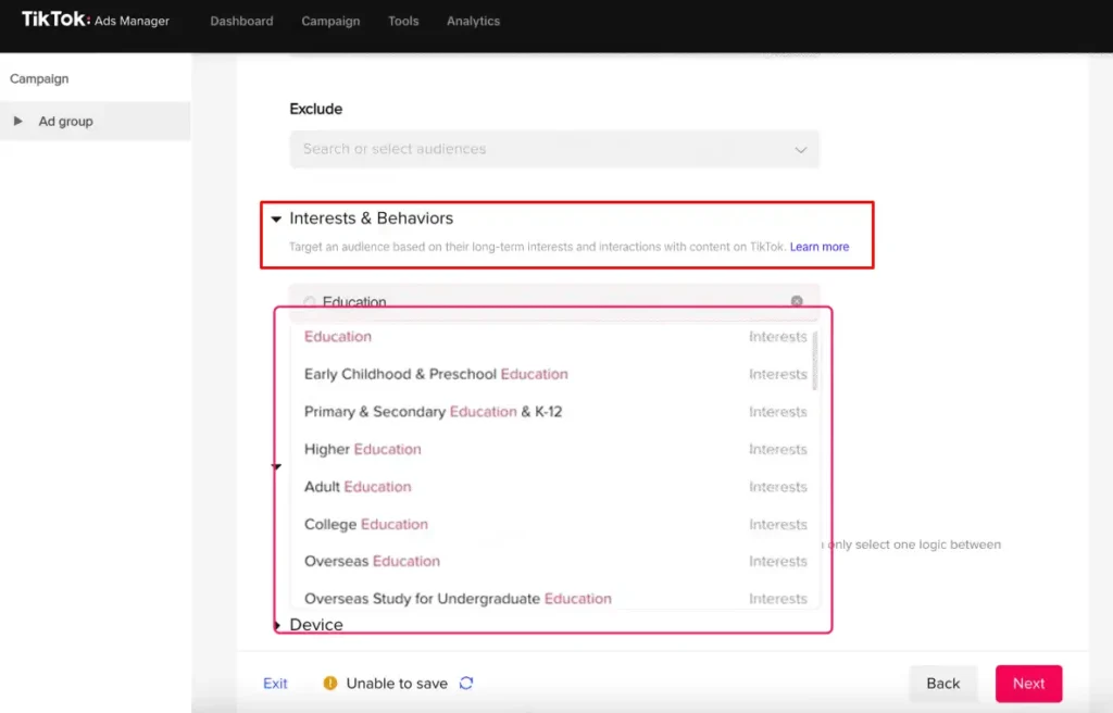 Interest and Behavior Targeting
