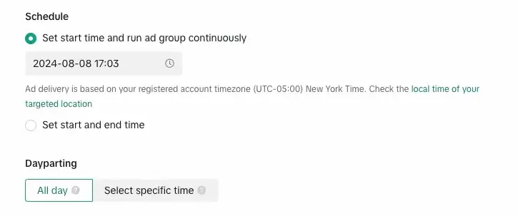 Schedule ads