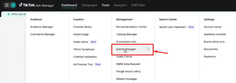 Select Events Manager
