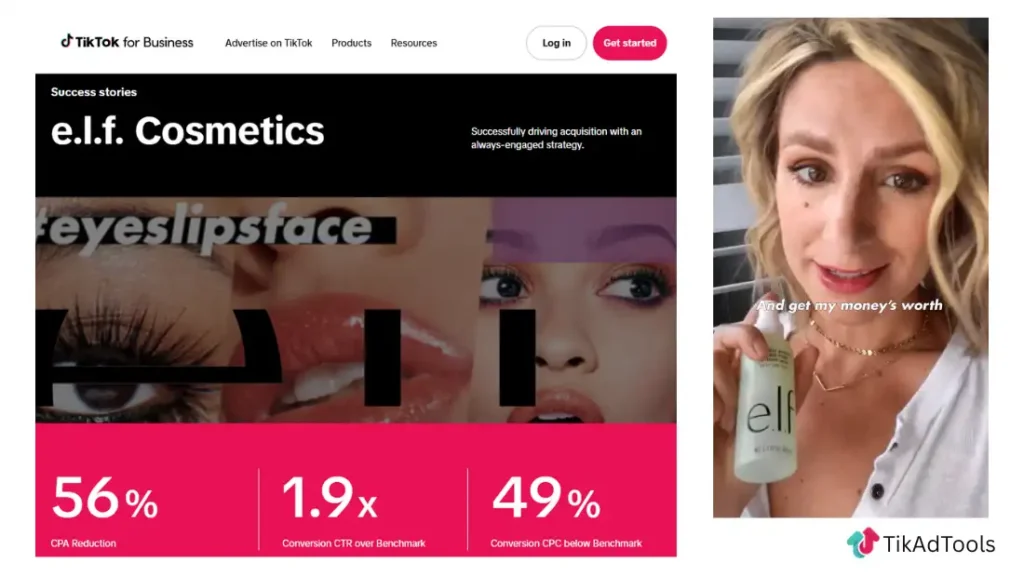 TikTok for Business's published e.l.f. Cosmetics case study
