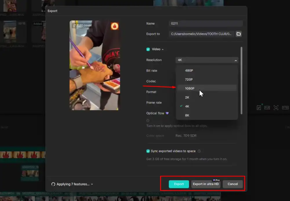 Export at 1080 x 1920