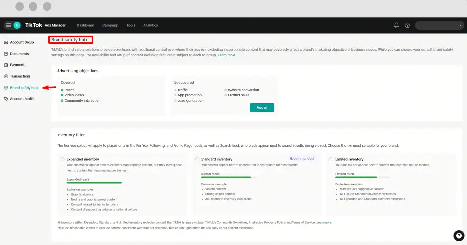 Open the Brand Safety Hub