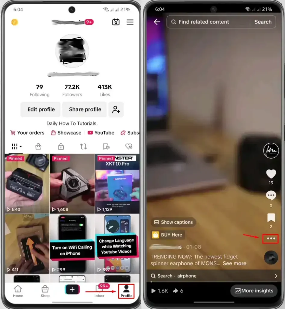 Open TikTok and go to Settings and Privacy