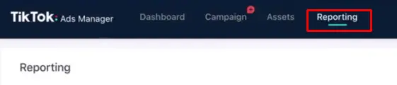 Reporting in the top navigation bar