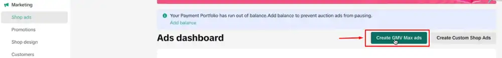 Select Create GMV Max ads