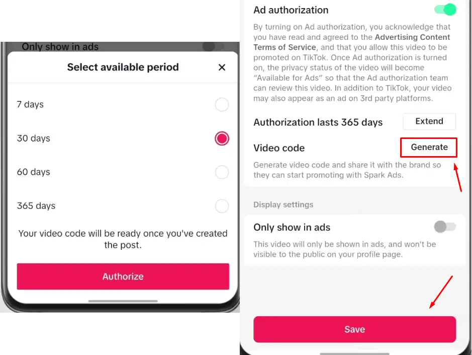 Select duration and Generate Code