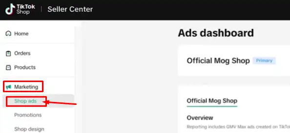 Under Marketing, click Shop Ads