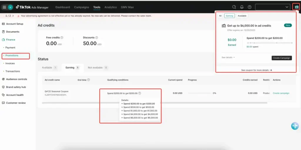 TikTok Ads Bonus Credit