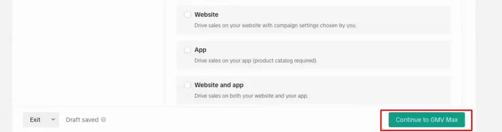 Click "Create GMV Max ads"
