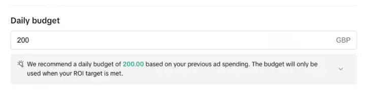 Enter your daily GMV Max budget