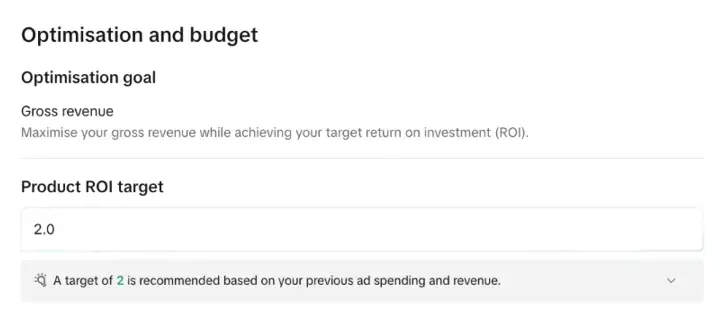 Set your GMV Max target ROI