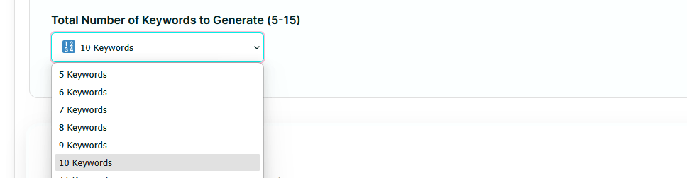 Choose how many keywords to generate