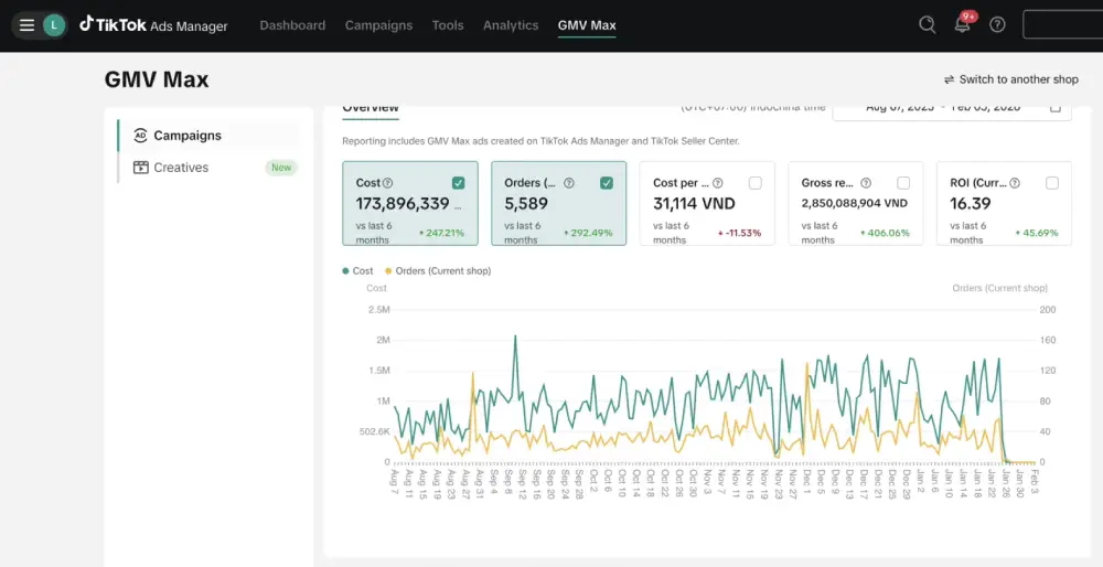 TikTok GMV Max Dashboard