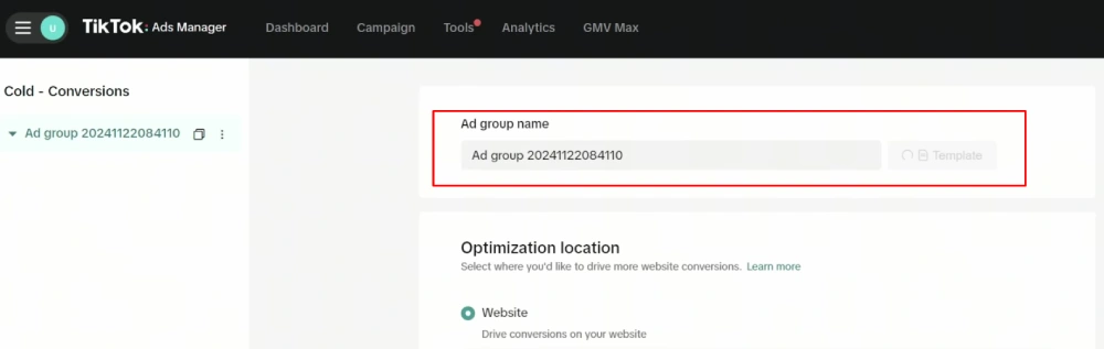 Give your Ad Group a name