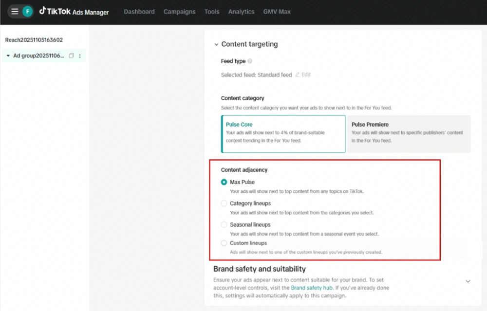 select the Pulse Core option that fits your campaign