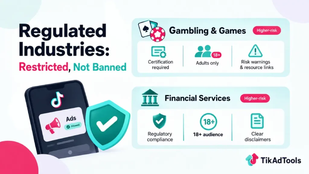 TikTok Ads regulated industries policy infographic